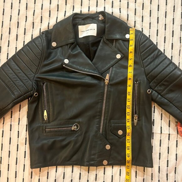 The Arrivals Rainier Zero Jacket Leather Moto Motorcycle Gray Cropped Casual M - Picture 12 of 12